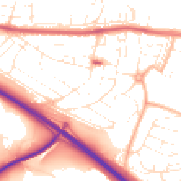 Daytime road noise heatmap for PL5 3PZ