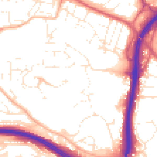 Daytime road noise heatmap for PL5 3UJ