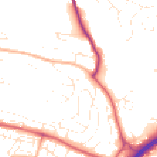 Daytime road noise heatmap for PL5 4AW