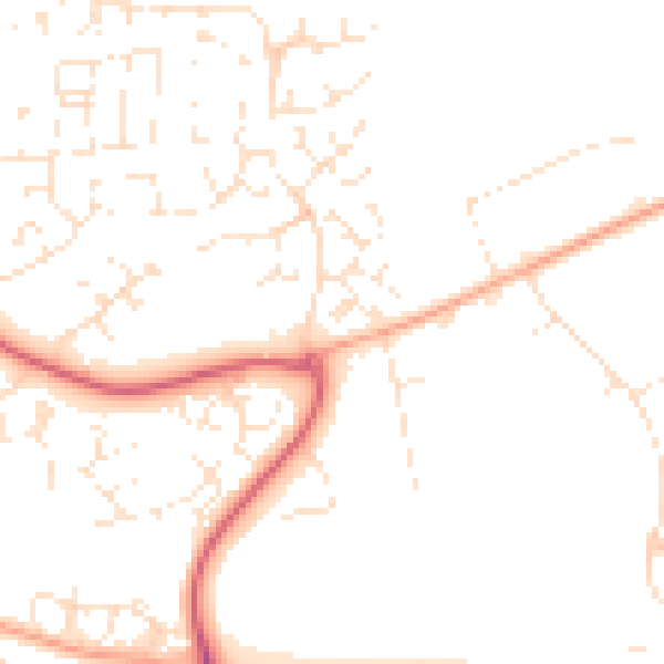 Daytime road noise heatmap for PL7 2WU