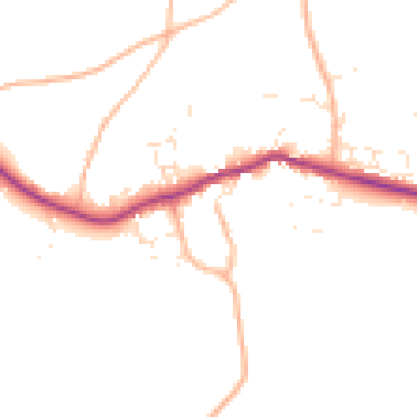 Daytime road noise heatmap for PL8 2AE