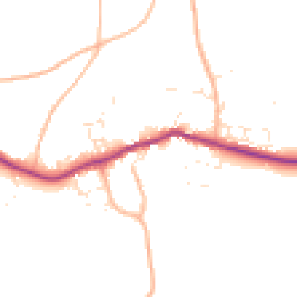 Daytime road noise heatmap for PL8 2AQ