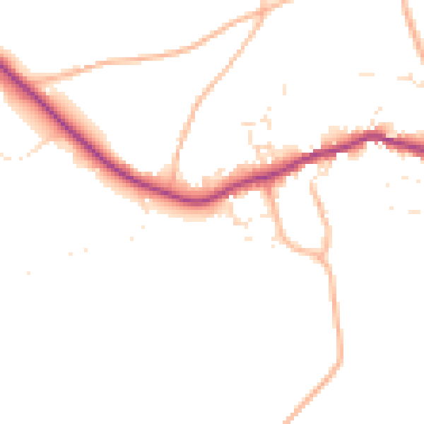 Daytime road noise heatmap for PL8 2AT