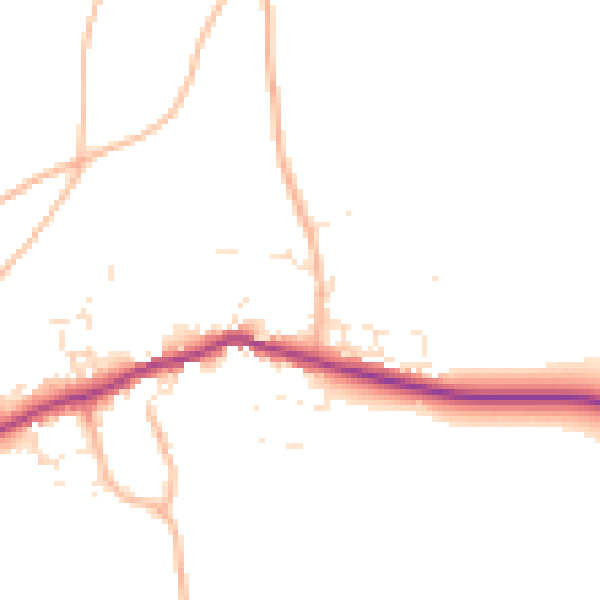 Daytime road noise heatmap for PL8 2BU