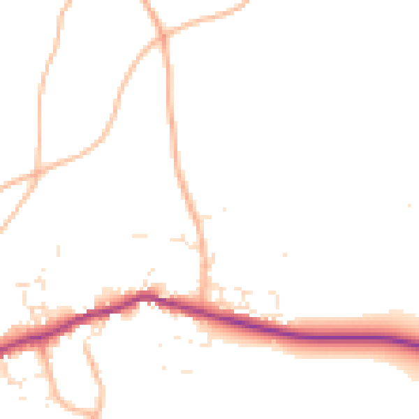Daytime road noise heatmap for PL8 2BZ