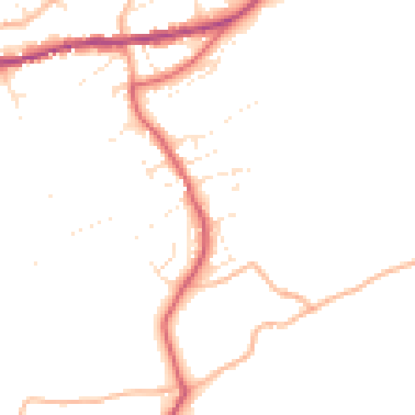 Daytime road noise heatmap for PL8 2DY