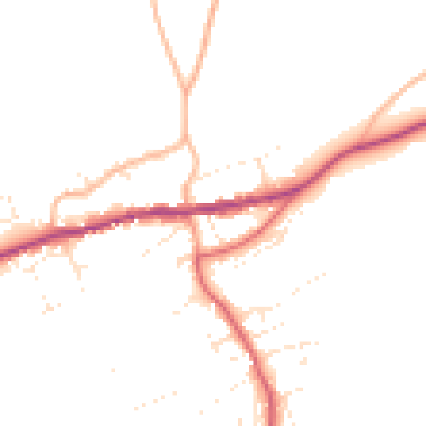 Daytime road noise heatmap for PL8 2EA
