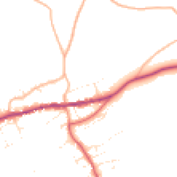 Daytime road noise heatmap for PL8 2ED