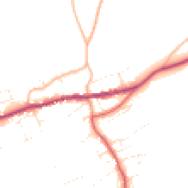 Daytime road noise heatmap for PL8 2EX