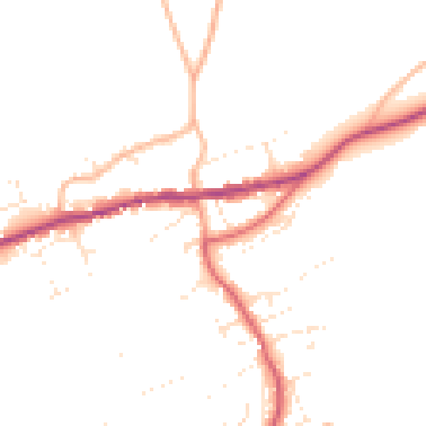 Daytime road noise heatmap for PL8 2FB