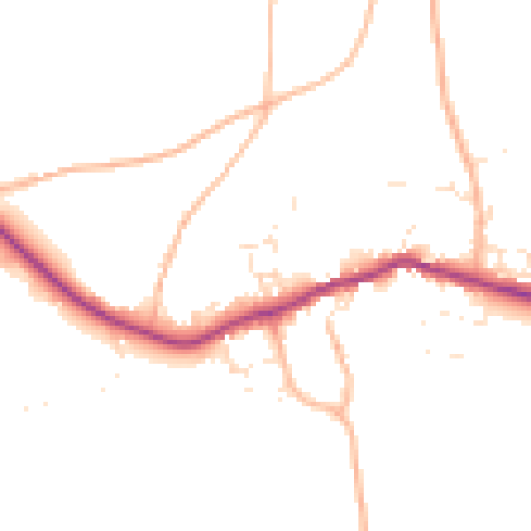 Daytime road noise heatmap for PL8 2FE