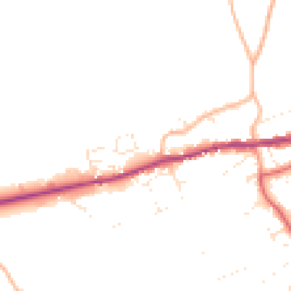 Daytime road noise heatmap for PL8 2FF