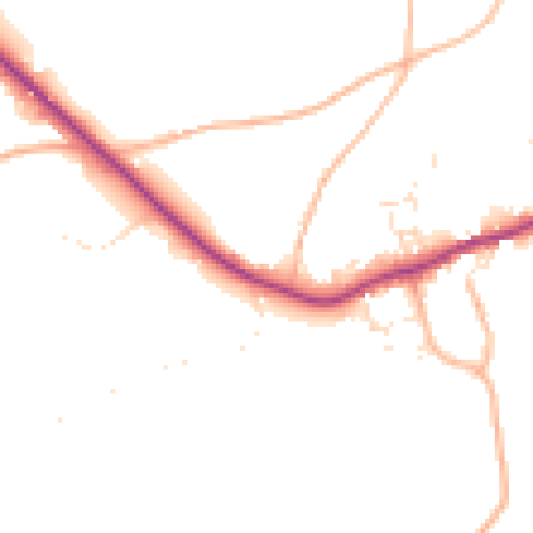 Daytime road noise heatmap for PL8 2FL