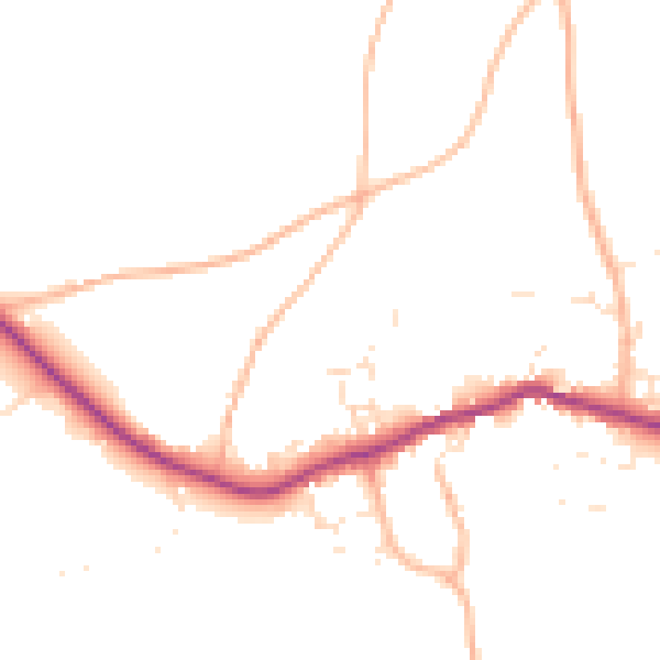 Daytime road noise heatmap for PL8 2FR