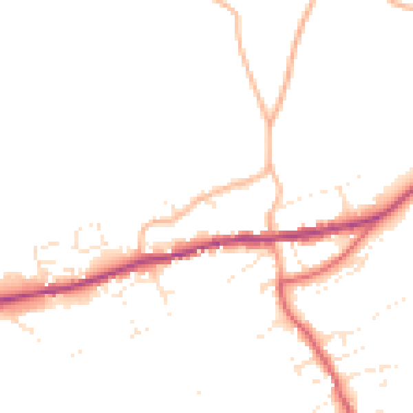 Daytime road noise heatmap for PL8 2GA
