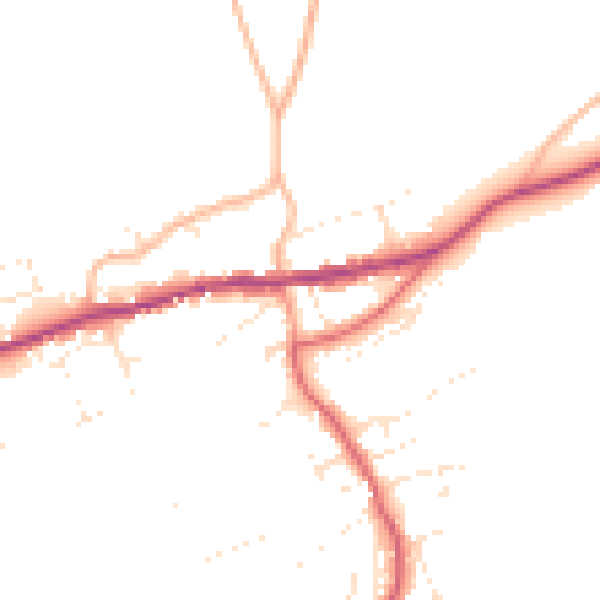 Daytime road noise heatmap for PL8 2JG