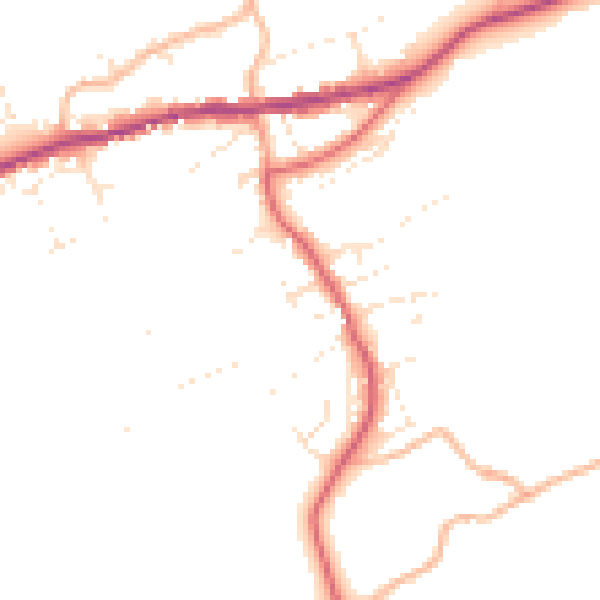 Daytime road noise heatmap for PL8 2JQ