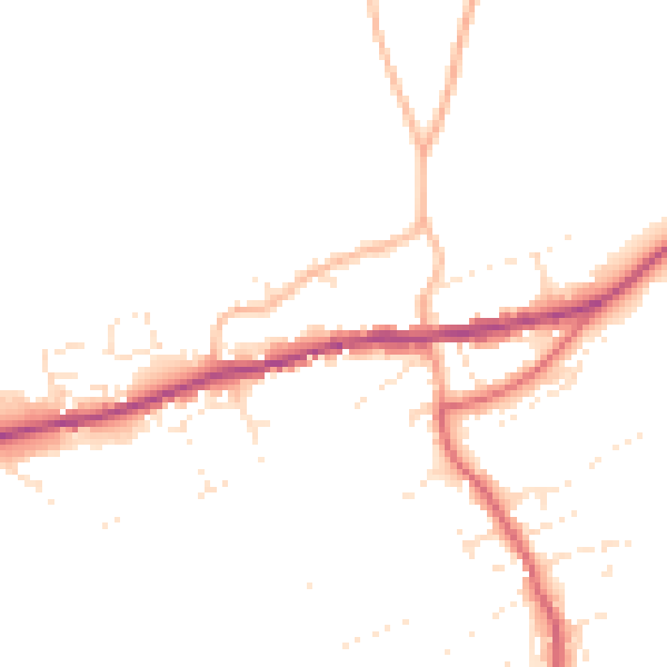 Daytime road noise heatmap for PL8 2JW