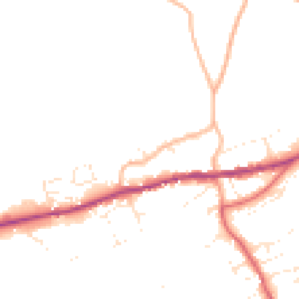 Daytime road noise heatmap for PL8 2JX