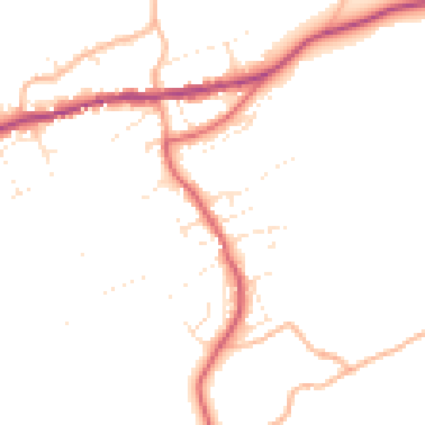 Daytime road noise heatmap for PL8 2NA