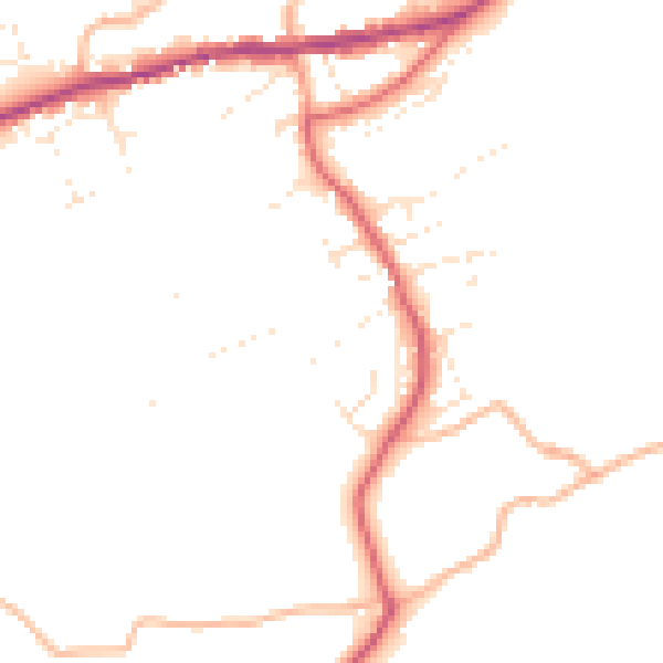 Daytime road noise heatmap for PL8 2NB
