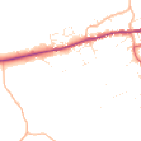 Daytime road noise heatmap for PL8 2NX