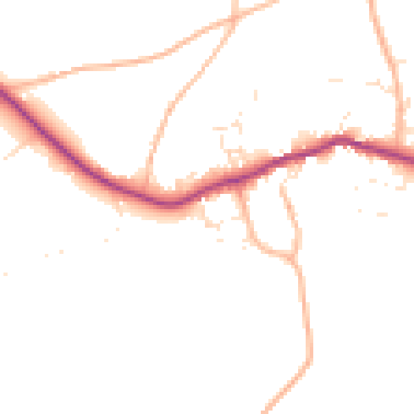 Daytime road noise heatmap for PL8 2NY