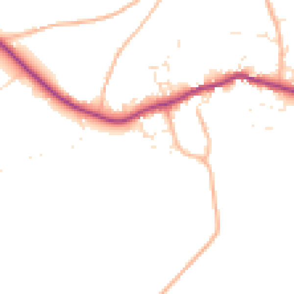 Daytime road noise heatmap for PL8 2NZ
