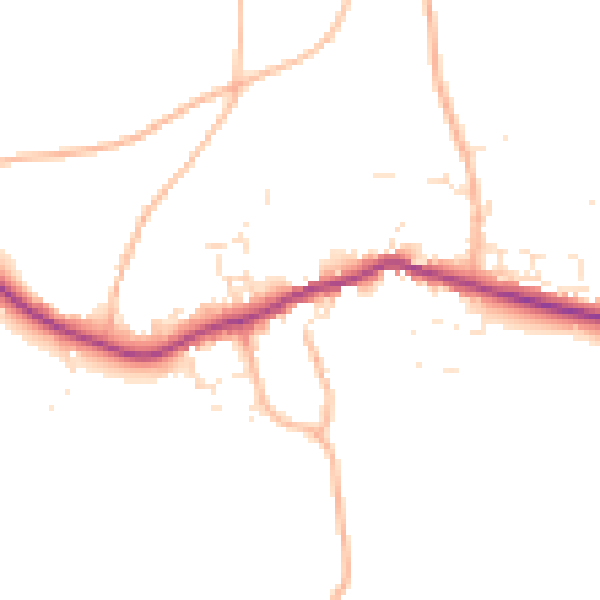 Daytime road noise heatmap for PL8 2PA