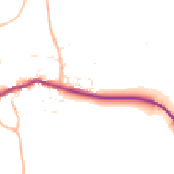 Daytime road noise heatmap for PL8 2PE