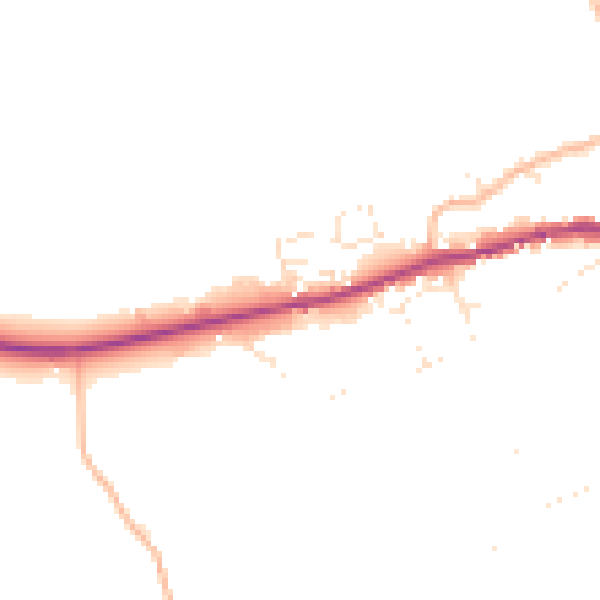 Daytime road noise heatmap for PL8 2PG