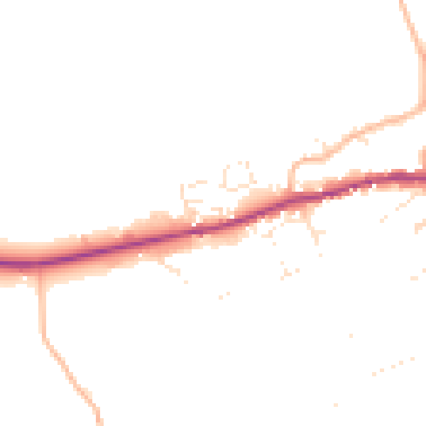 Daytime road noise heatmap for PL8 2PJ