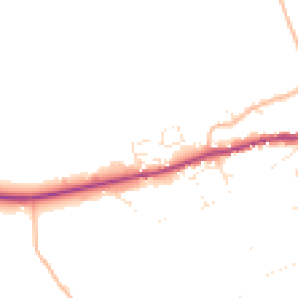 Daytime road noise heatmap for PL8 2PN