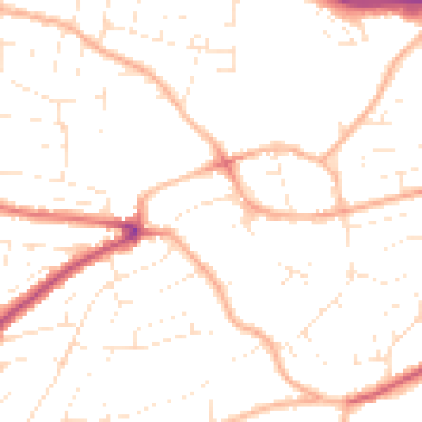 Daytime road noise heatmap for PL9 7AF