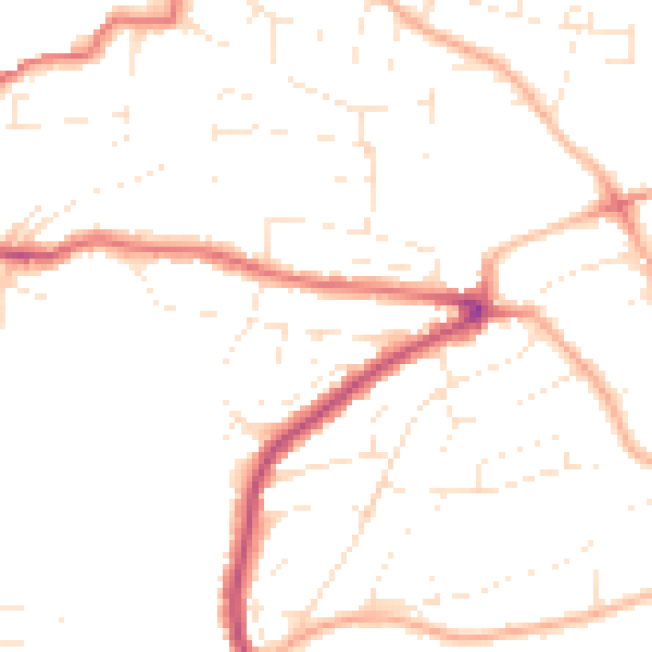 Daytime road noise heatmap for PL9 7BB