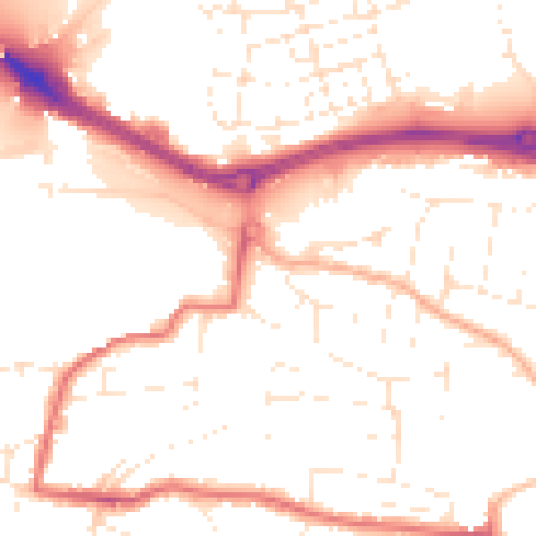 Daytime road noise heatmap for PL9 7BL