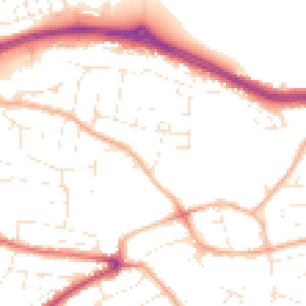 Daytime road noise heatmap for PL9 7BY