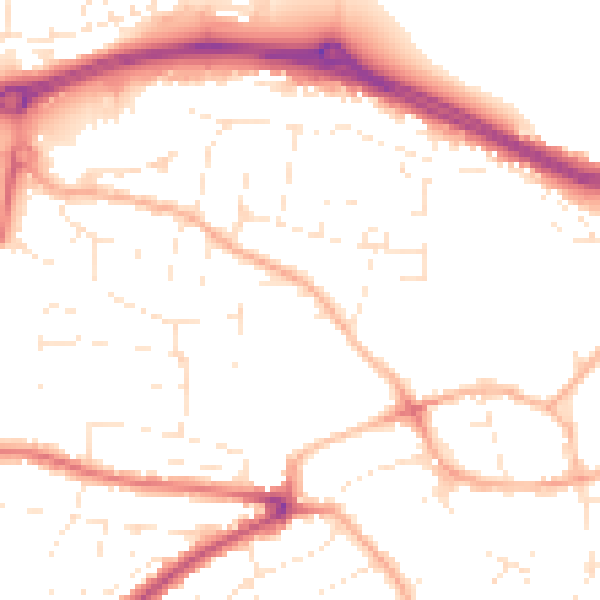 Daytime road noise heatmap for PL9 7DG