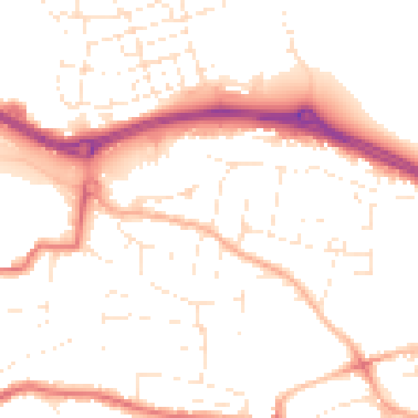 Daytime road noise heatmap for PL9 7DR
