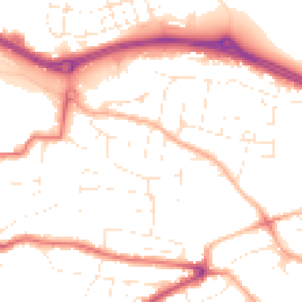 Daytime road noise heatmap for PL9 7DY