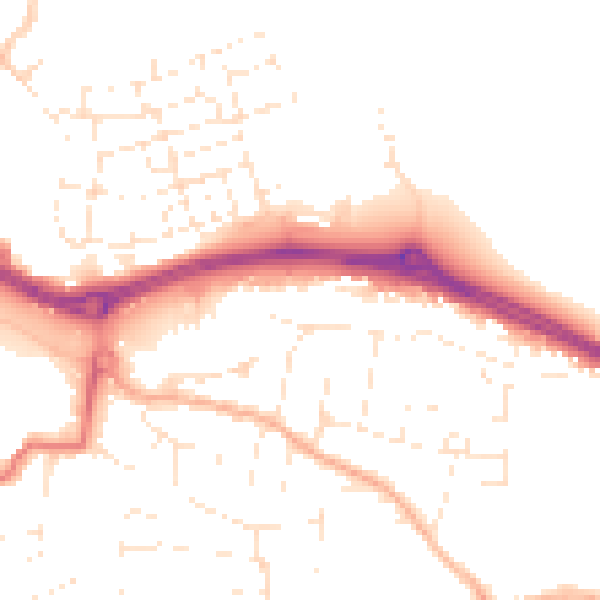 Daytime road noise heatmap for PL9 7ET