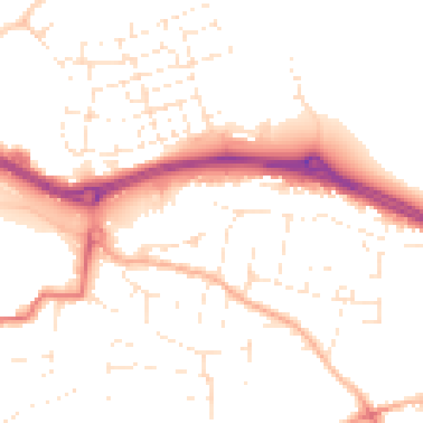 Daytime road noise heatmap for PL9 7EU