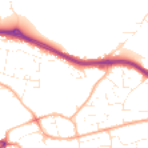 Daytime road noise heatmap for PL9 7EW