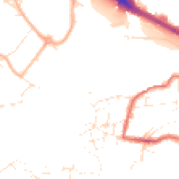 Daytime road noise heatmap for PL9 7NB