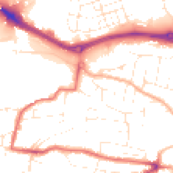 Daytime road noise heatmap for PL9 7RF