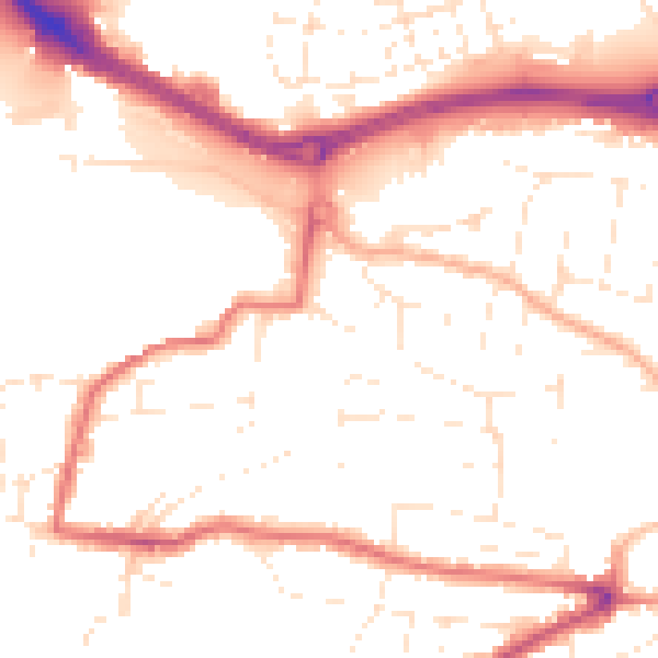 Daytime road noise heatmap for PL9 7RN