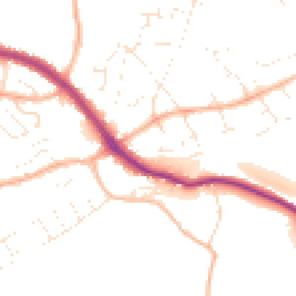 Daytime road noise heatmap for PL9 8DU