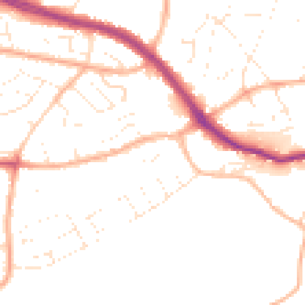 Daytime road noise heatmap for PL9 8EG