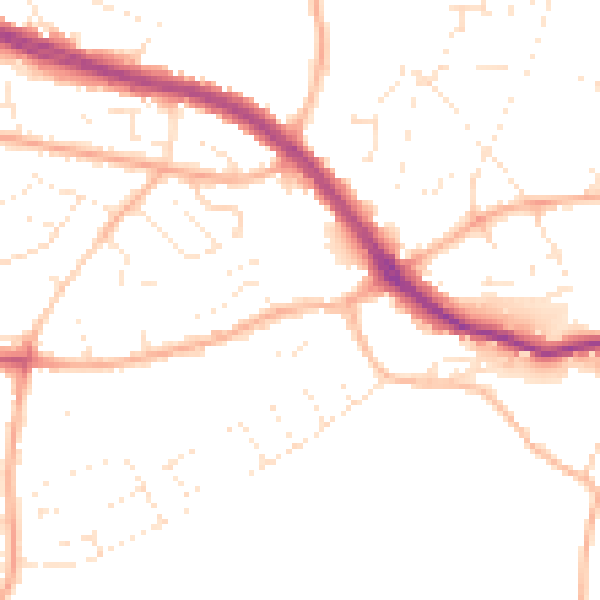 Daytime road noise heatmap for PL9 8EN