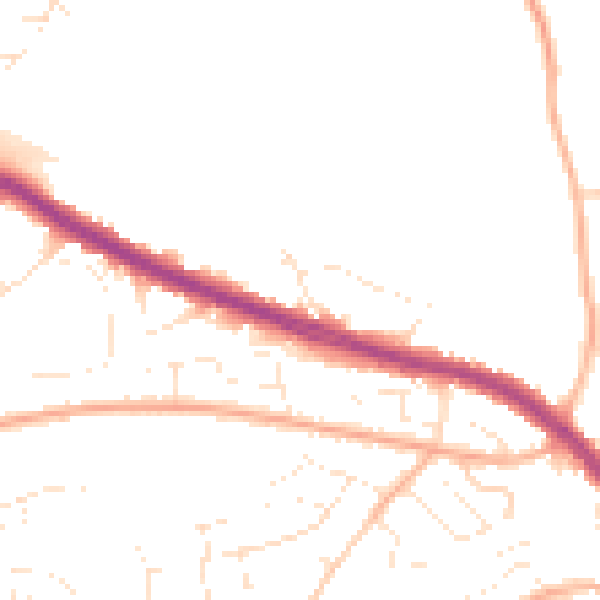 Daytime road noise heatmap for PL9 8JN